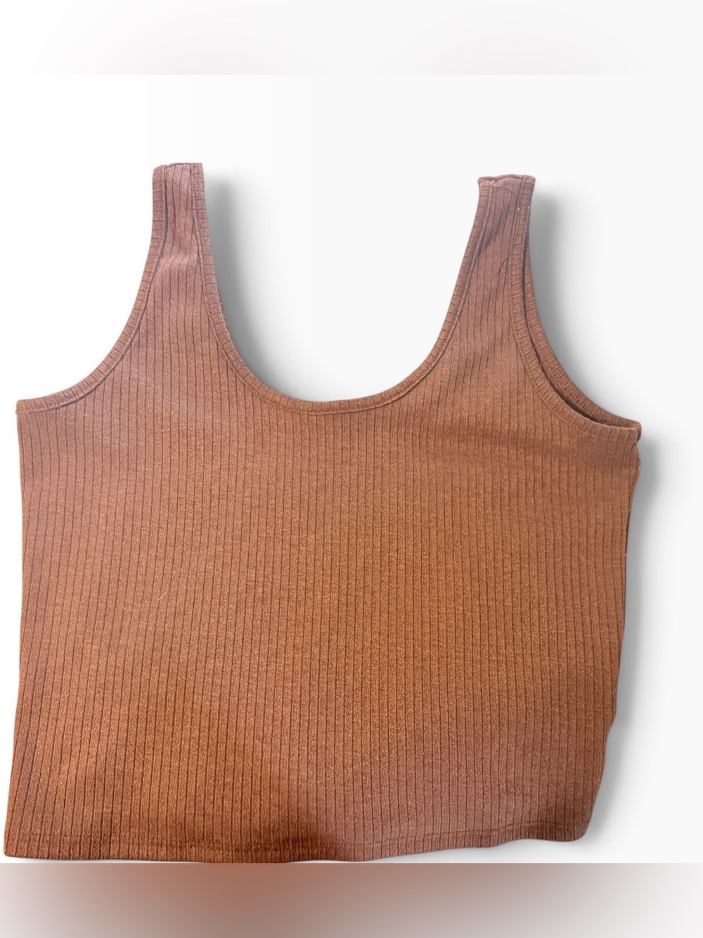 Earthbound Brown Ribbed Cropped Tank Top XL